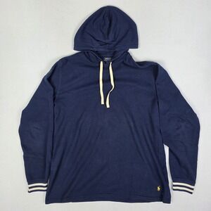 Polo Ralph Lauren Waffle Knit Hoodie Mens Large Blue Thermal Lightweight RL Pony